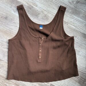 Old Navy Brown Sleeveless Buttoned Women's Tank Top